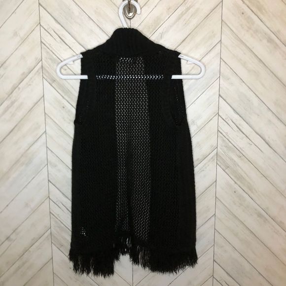 Girl's   Black  George Crochet  Knit Fringe Sweater - Picture 2 of 3